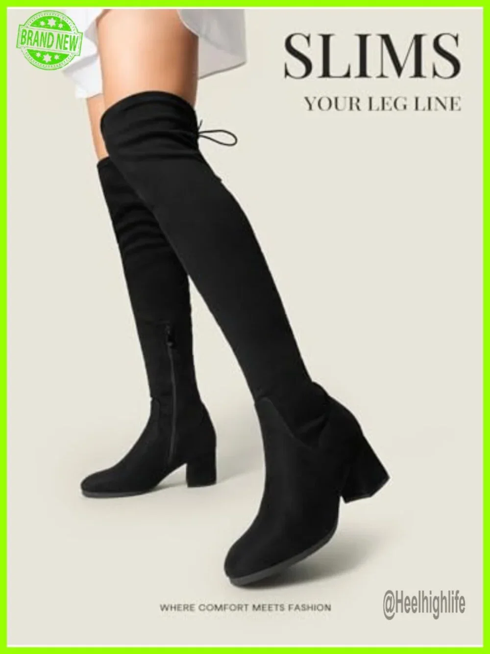 Over the Knee Thigh High Chunky Heel Boots Long Stretch Sexy Fall Boots